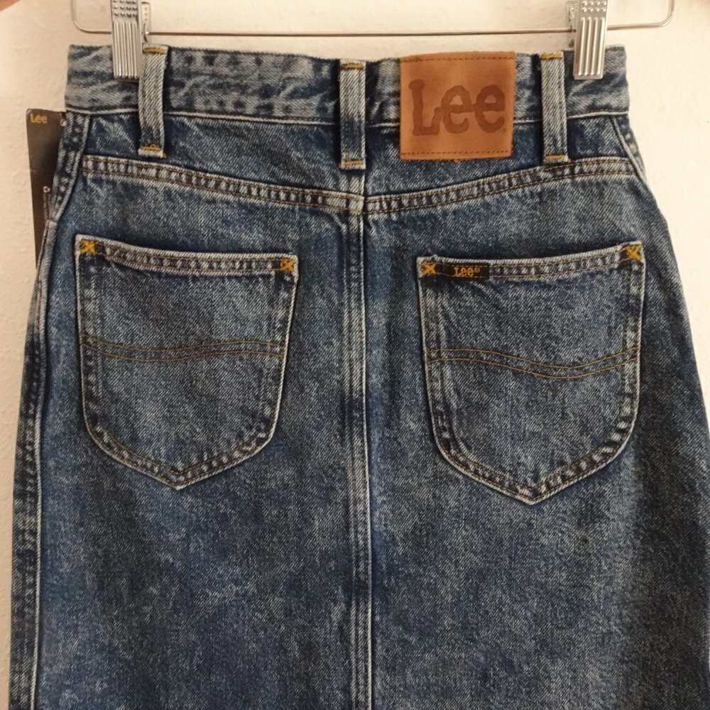 Lee Denim Jean Skirt Women's Size 25 Blue High Rise Midi - Picture 7 of 10